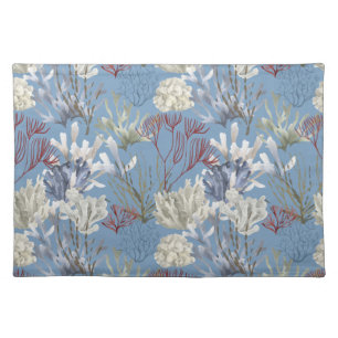 Under the Sea Blue Ocean Corals Cloth Placemat