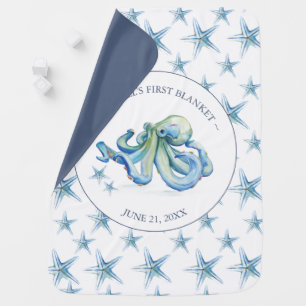 Under The Sea Blue Octopus Boy Baby Blanket