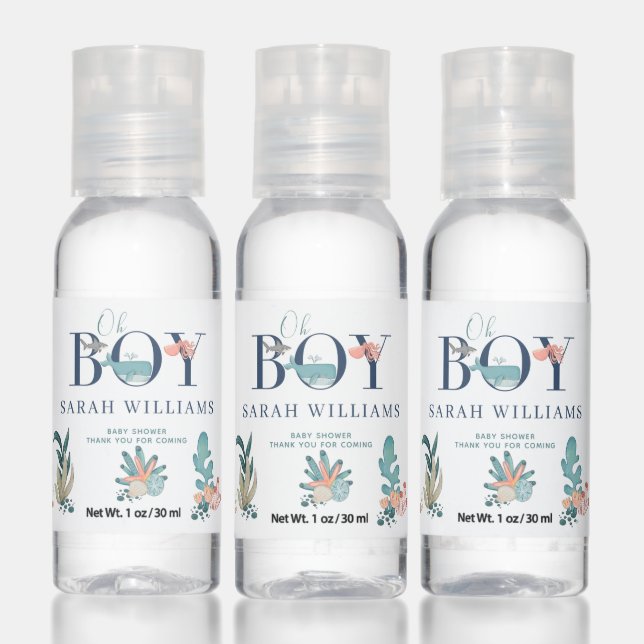 Under the Sea Blue Oh Boy Baby Shower Favor Hand Sanitizer (Set)