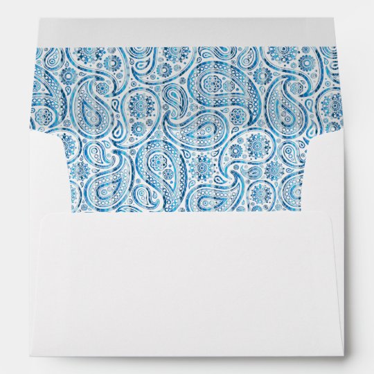 "Under The Sea" Blue Paisley on white Envelope