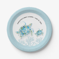 Turtle Green Animal 1st Birthday Party Favor Gift Plastic Melamine Shaped Plate