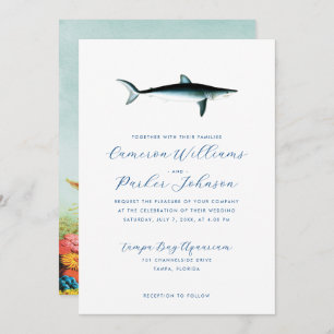Under the Sea Blue Shark Aquarium Wedding Invitation