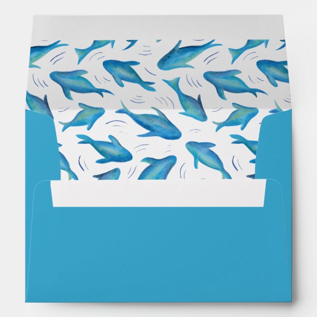 Under the Sea Blue Shark Fish Envelope (Back (Bottom))