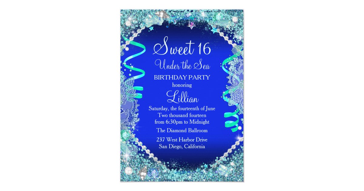 Under The Sea Sweet 16 Invitations 6