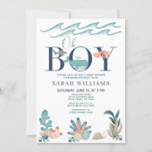 Under the Sea Blue Watercolor Oh Boy Baby Shower Invitation (Front)