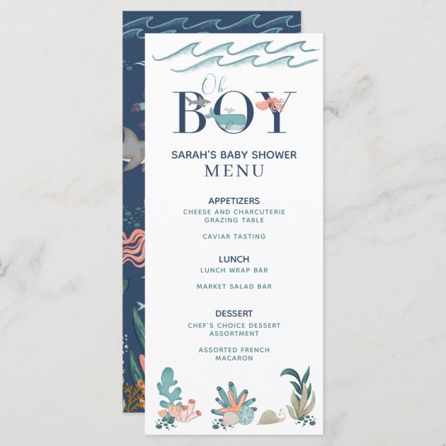 Baby shower menu boy discount