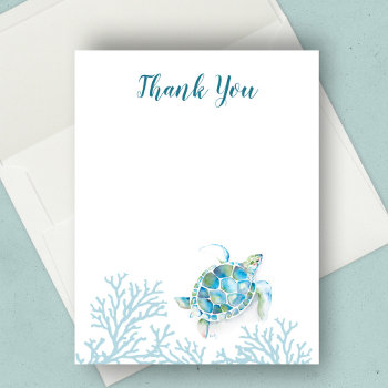 Under The Sea Blue Watercolor Sea Turtle Thank You by VGInvites at Zazzle