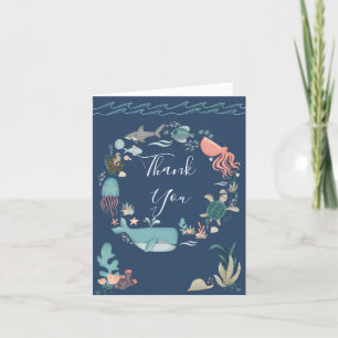 Under the Sea Blue Watercolor Thank You Card