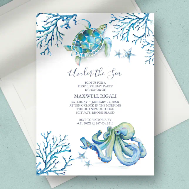 Under The Sea Boy 1st Birthday Invitation | Zazzle