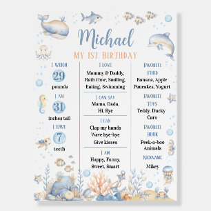 Under the Sea Boy 1st Birthday Milestone Foam Board