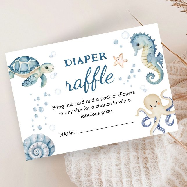 Under The Sea! Boy Baby Shower Diaper Raffle Enclosure Card (Creator Uploaded)