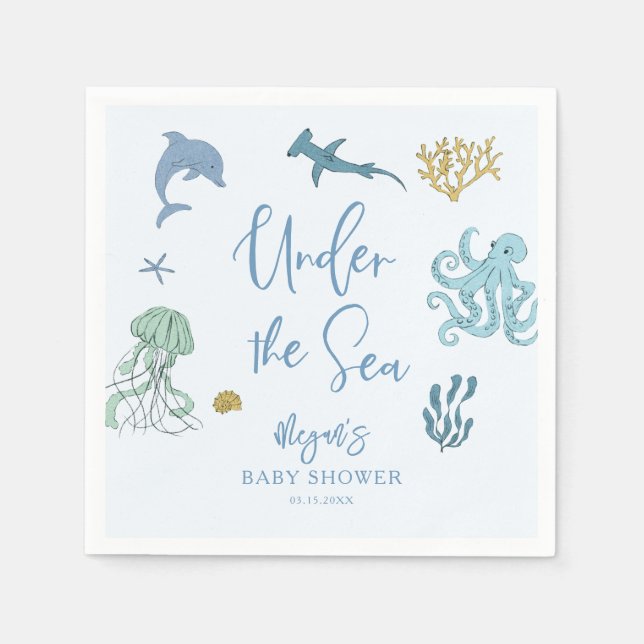 Under The Sea Boy Baby Shower Napkins (Front)