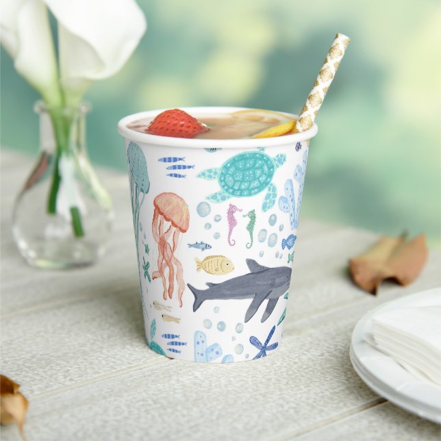 Under The Sea Boy Baby Shower Paper Cups (Insitu)