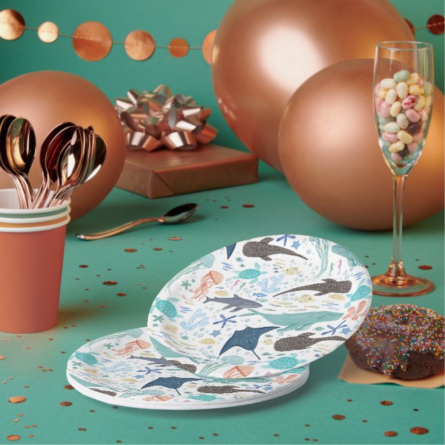 Under The Sea Boy Baby Shower Paper Plates (Multi)
