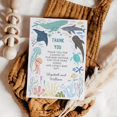 Under The Sea Boy Baby Shower Thank You Card