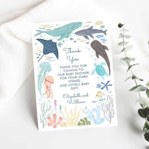 Under The Sea Boy Baby Shower Thank You Card