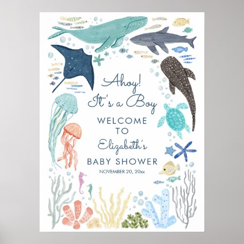 Under The Sea Boy Baby Shower Welcome Sign