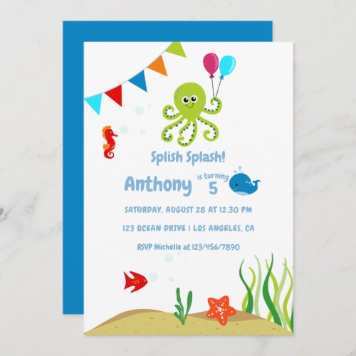 Under the Sea Boy Birthday Party Invitation