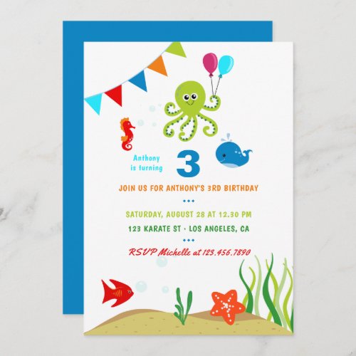 Under the Sea Boy Birthday Party Invitation