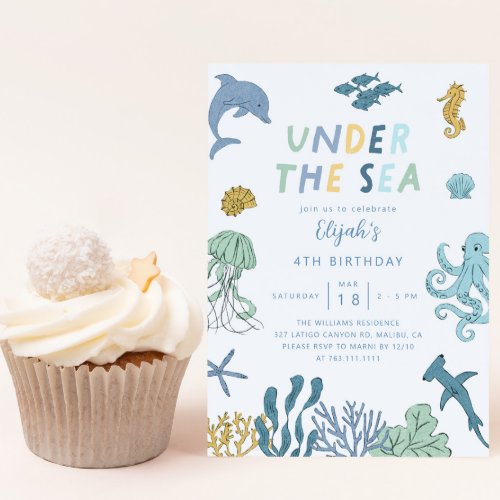 Under The Sea Boy Birthday Party  Invitation