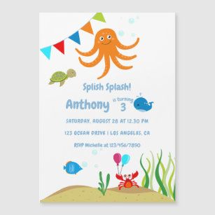 Under the Sea Boy Birthday Party Magnetic Invitation