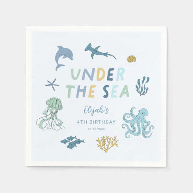 Under The Sea Boy Birthday Party Napkins (Front)