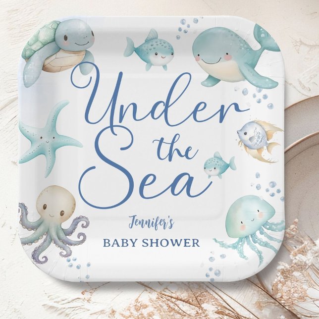Under The Sea Boy Ocean Baby Shower Paper Plates (Creator Uploaded)