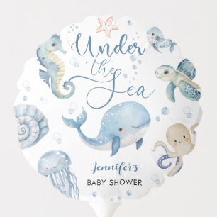 Under The Sea Boy Watercolor Baby Shower Balloon