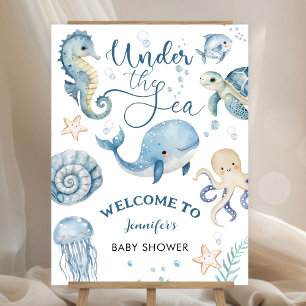 Under The Sea Boy Watercolor Baby Shower Welcome Foam Board