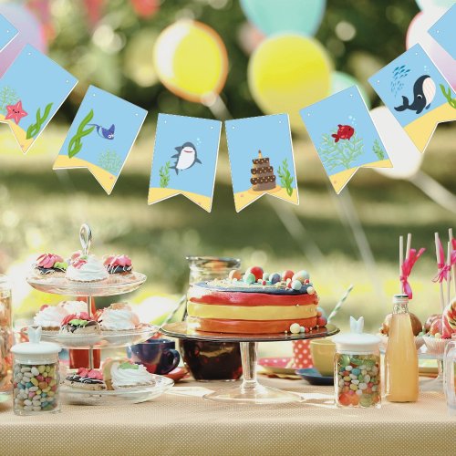 Under the sea boys 1st birthday party  bunting flags