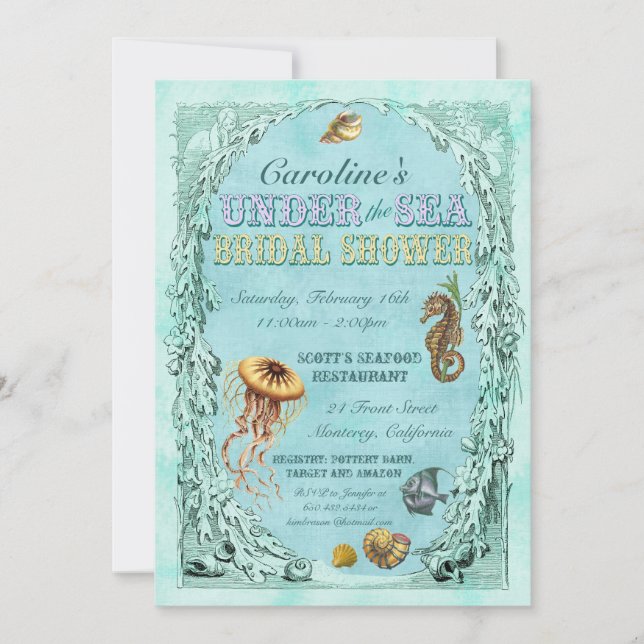 Under the Sea Bridal Shower Invitation - purple (Front)