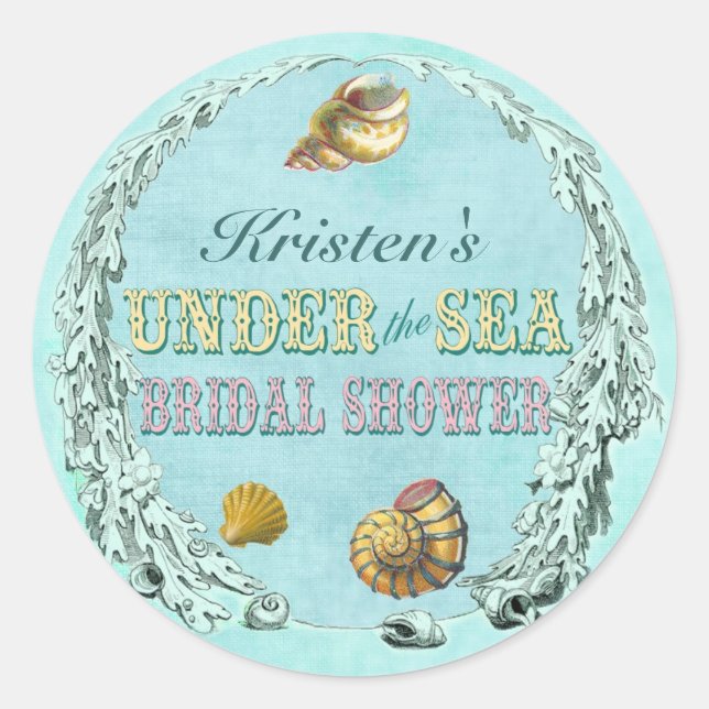 Under the Sea Bridal Shower Sticker - Custom Name (Front)