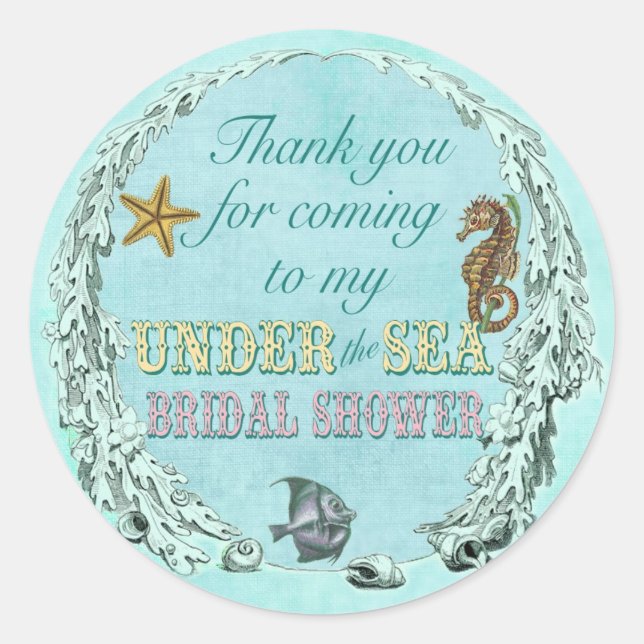 Under the Sea Bridal Shower Thank You Sticker (Front)