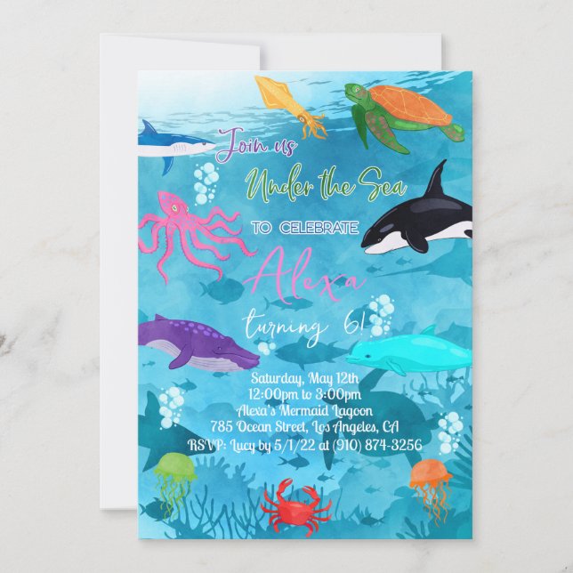 Under The Sea Bright Invitation (Front)