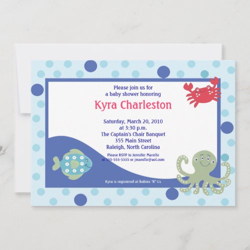 Under the Sea Calypso Ocean Baby Shower 5x7 Custom Invitations