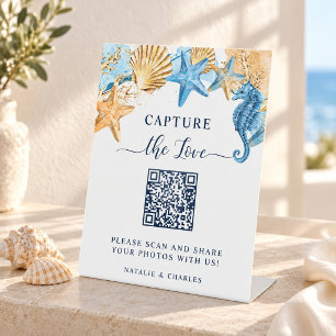 Under the Sea Capture the love QR Code Wedding Pedestal Sign