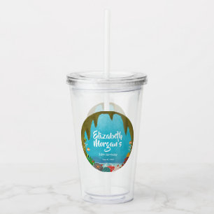 Under the Sea Cave Pretty Ocean Creatures Birthday Acrylic Tumbler