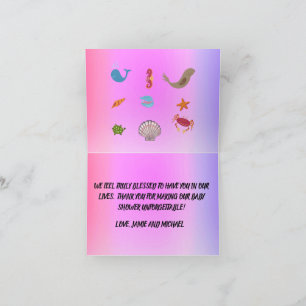 Under the Sea Celebration: Welcoming a Baby Girl Letterpress Thank You Card