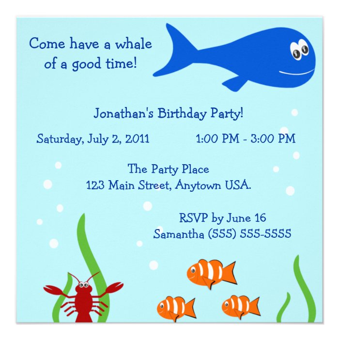 Under The Sea Children's Birthday Party Personalized Announcements