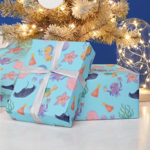 Under the Sea childrens birthday wrapping paper