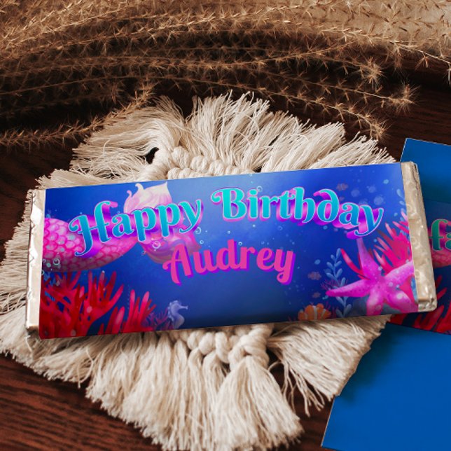 Under the Sea Chocolate Bar (Under the Sea - Girl Mermaid Birthday Chocolate Bar)