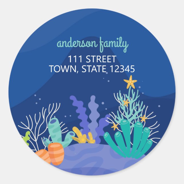 Under The Sea Christmas Classic Round Sticker (Front)