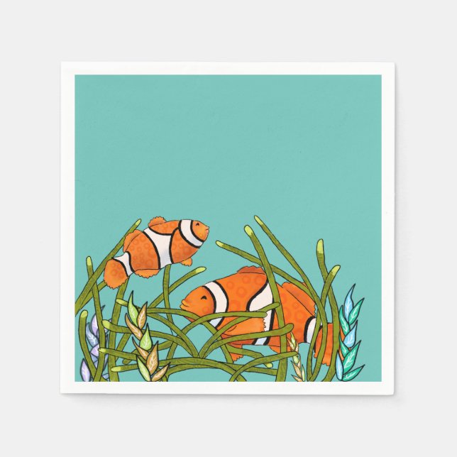 Under The Sea Clown Fish Birthday Napkins (Front)