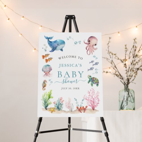 Under The Sea Colorful Baby Shower Welcome Sign