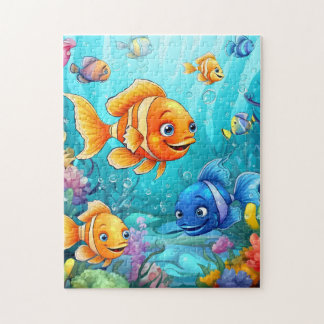 Under the sea colorful fishes puzzle for kids 