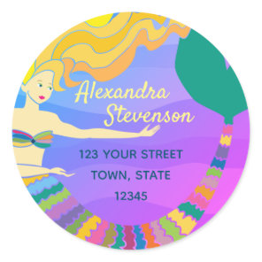 Under The Sea Colorful Mermaid Return Address Classic Round Sticker