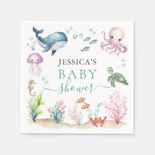 Under The Sea Colorful Ocean Animals Baby Shower Napkins