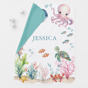Under The Sea Colorful Ocean Personalized Baby Blanket