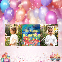 Under The Sea Coral Photo Collage Mermaid Birthday Banner