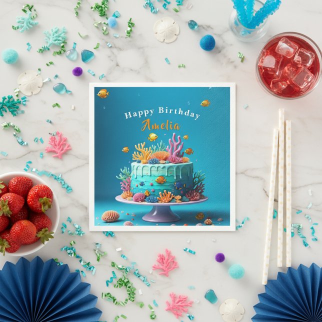 Under the Sea Coral Reef Cake - Birthday  Napkins (Creator Uploaded)